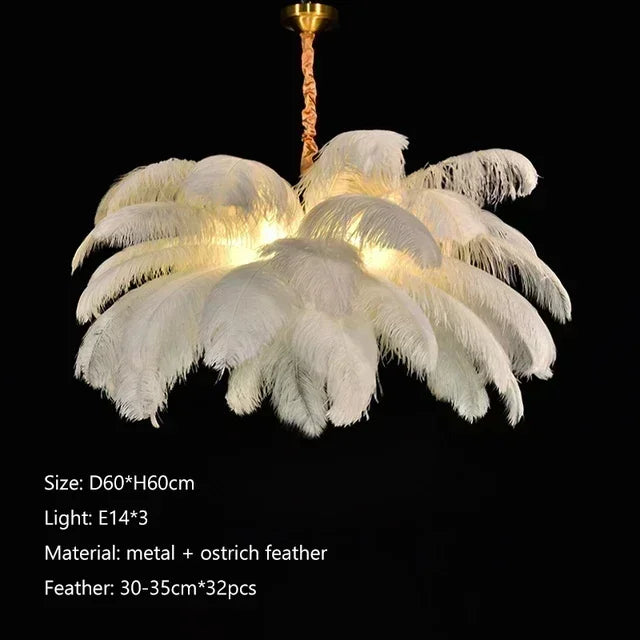 Feather Nordic Chandelier Ceiling Light - Home Decor for Living Room and Bedroom