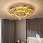 Crystal Drop Chandelier Ceiling Light with RC Dimming for Modern Home Decor