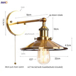 Vintage LED Pull Chain Wall Lights, Industrial Retro Iron Aisle Bedside Lamp