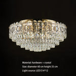 Crystal Ceiling Lamp: Modern Simple Golden Round Light for Living Room, Bedroom, Study