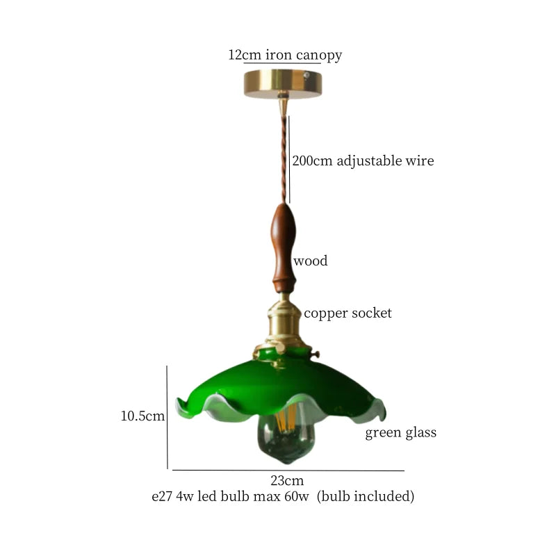 Afralia™ Green Lotus LED Pendant Light Glass Hanging Lamp