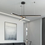 Modern Gold Black Led Pendant Lights, Dimmable, L80cm, Aluminium, Dining Room Hanging Lamp
