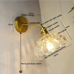 Nordic LED Wall Lights Pull Chain Switch Copper Glass Home Decor