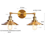 Vintage Gold Industrial Wall Lights with Pull Chain Switch and 2 Heads