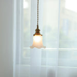 White Glass LED Pendant Lamp Copper Hanging Light Nordic Modern