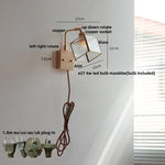 Walnut LED Wall Lights Pull Chain Switch Bedside Lamp Vintage Cube Glass Stair Light