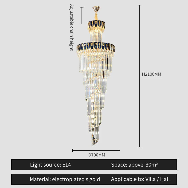 Crystal Chandelier: Elegant Villa Living Room Lighting