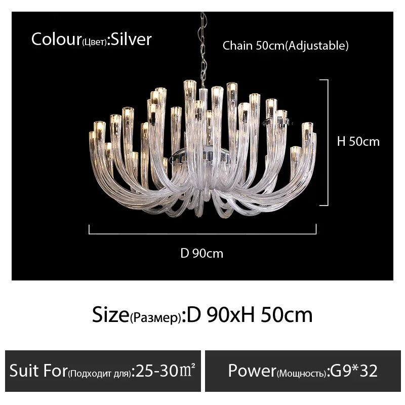 Glass Chandelier LED Hanging Light for Living Room Bedroom Dining Room - 2024 Collection.