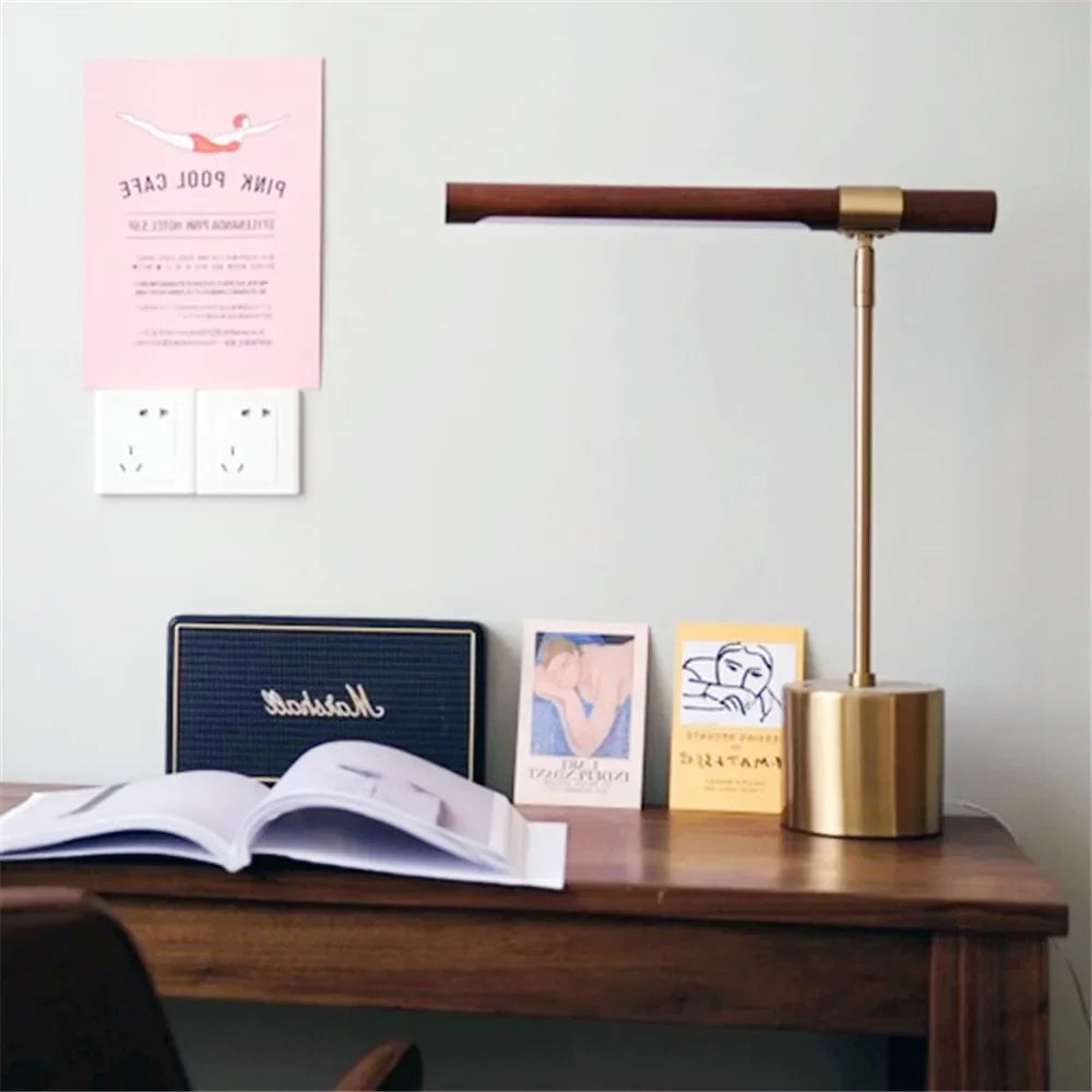 Wood Grain LED Desk Lamp for Hotel Art Decoration & Study