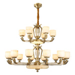 Zinc Alloy European Chandelier with Natural Jade Accent for Villa Living Room