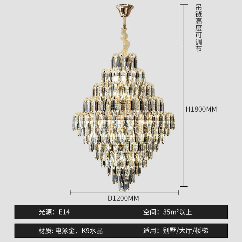 Designer LED Crystal Chandelier for Luxury Villas, Hotels & Restaurants