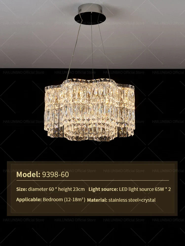 Crystal Luxe Chandelier for Modern Living Room, High-End Restaurant Light