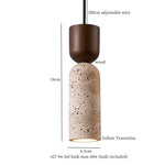 Afralia™ LED Hanging Pendant Light Mid-Century Modern Yellow Travertine Wood Living Room