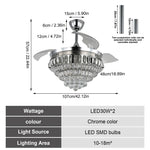 Crystal Ceiling Fan with LED Light and Remote Control