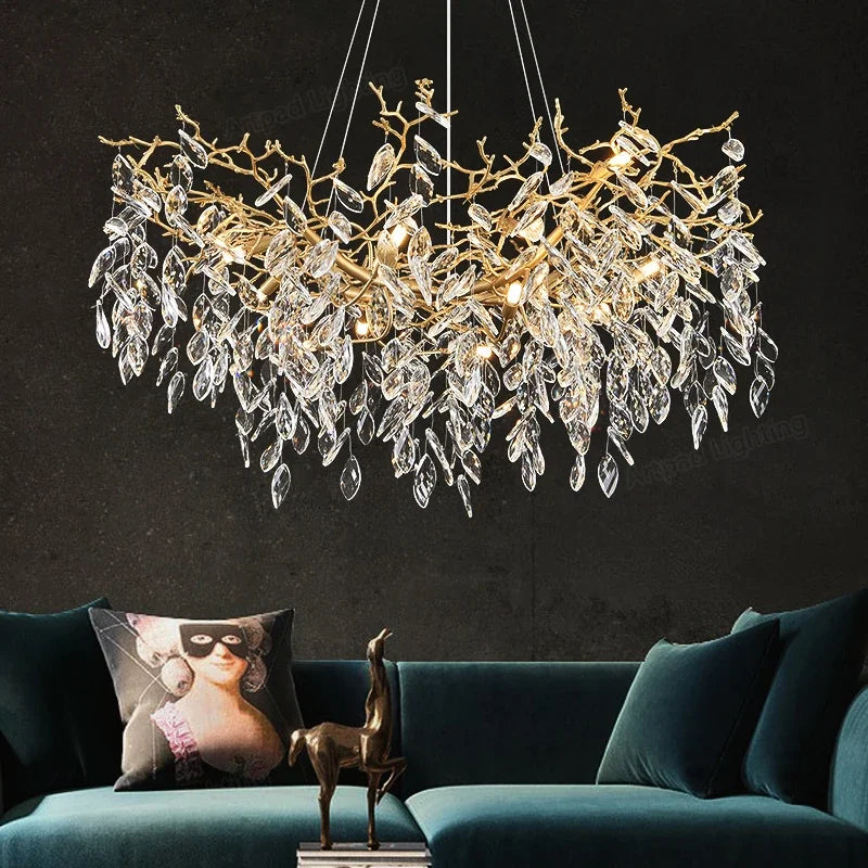 Luxury Crystal Chandeliers: Modern Metal Hanging Lamp for Dining Living Room Hotel Hall