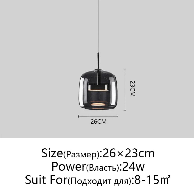 Glass Pendant Light: Nordic LED Hanging Lamp for Dining Room, Bedroom, Modern Decor