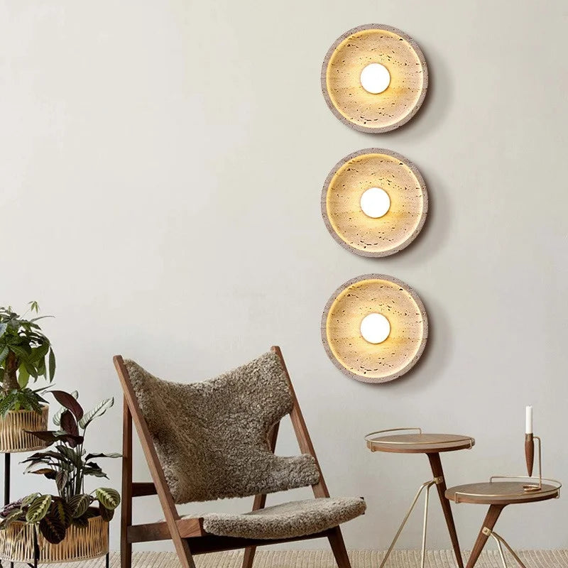 LED Wall Lamp Pull Chain Yellow Stone Modern Mirror Light