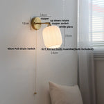 Tiffany Style Glass LED Wall Sconce with Pull Chain Switch