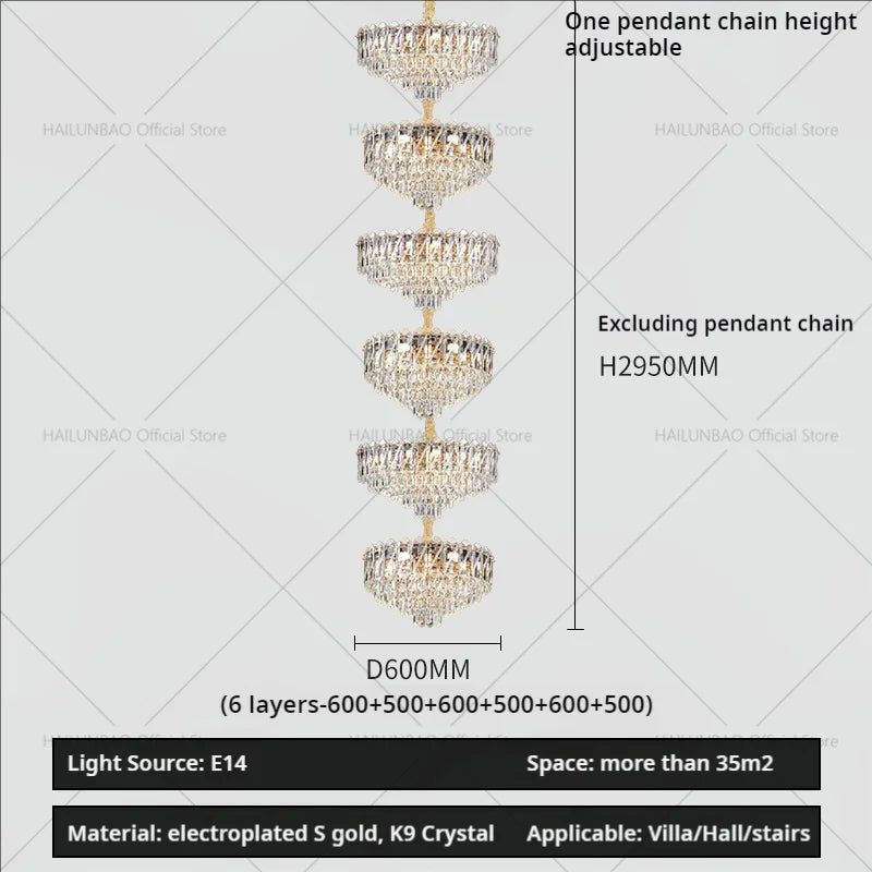 Crystal Duplex Chandelier: New Light Luxury Post-Modern Hall Lighting for High Living Room