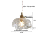 Copper Glass Chandelier LED Pendant Light for Living Room Dining Bar Kitchen