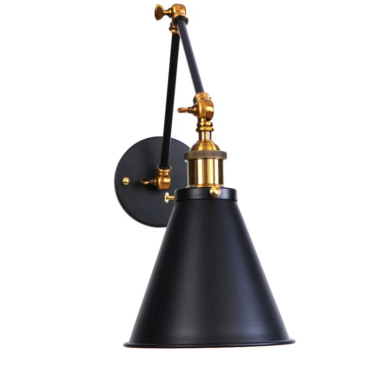 Retro LED Swing Arm Wall Sconce Black Industrial Vintage Lamp