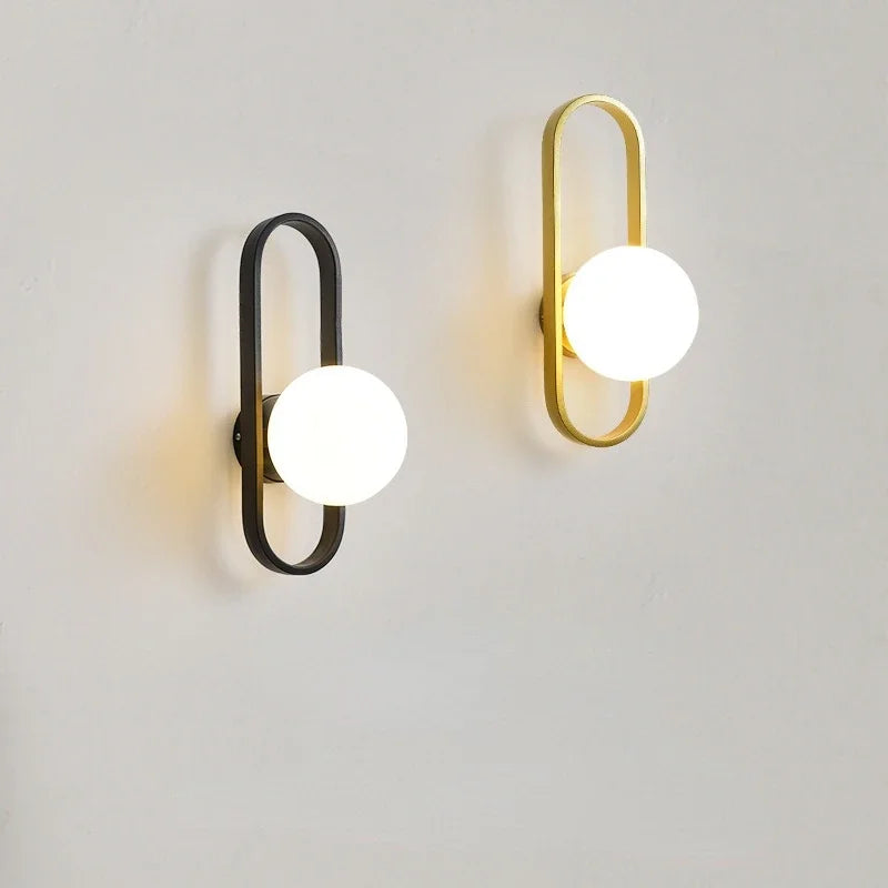 Nordic Glass Wall Light Sconce for Bedroom, Staircase, Living Room - LED E27
