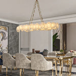 Ivory White Marble Copper LED Ceiling Light Luxury Modern Fixture