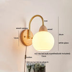 LED Glass Iron Wood Wall Light Fixture Modern Nordic Bedside Lamp