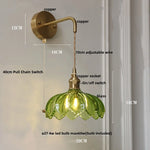 Green Glass LED Wall Lights Fixture with Pull Chain Switch