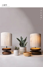Walnut Wood Color Bedside Table Lamp - Solid Wood Living Room Study Retro Square Lamp