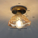Green Flower Glass Copper Ceiling Light - Nordic Modern LED, Living Room Bedroom Hallway Fixtures