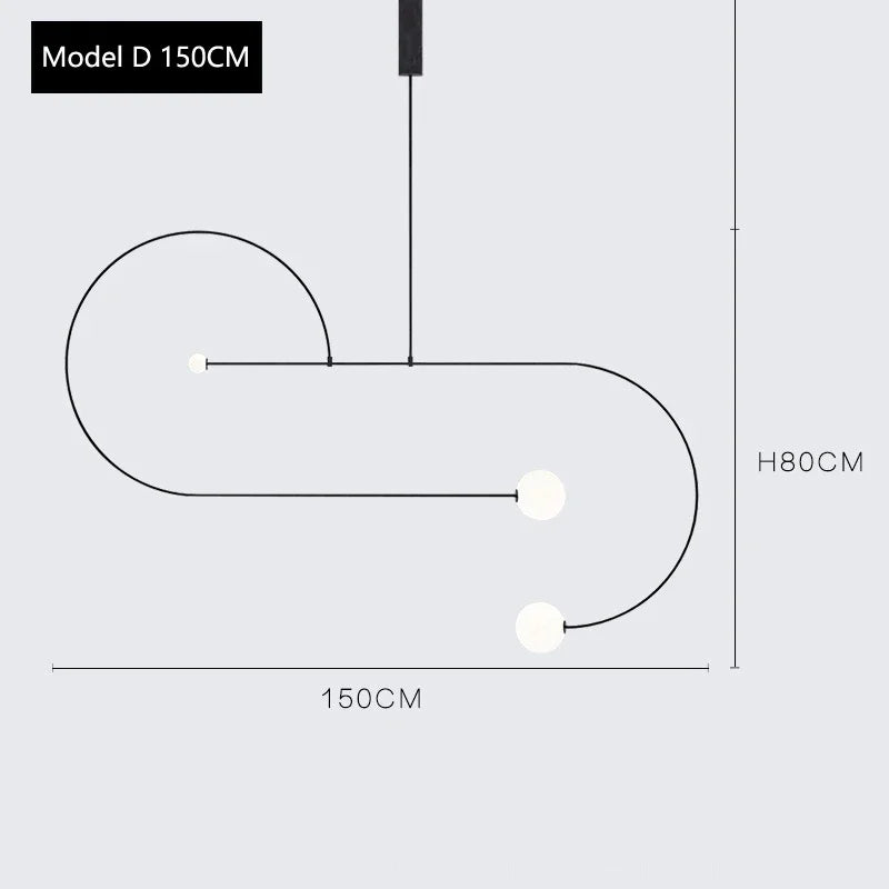 Arc Line Chandelier: Nordic Suspension Pendant for Living Dining Room Kitchen