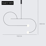 Arc Line Chandelier: Nordic Suspension Pendant for Living Dining Room Kitchen