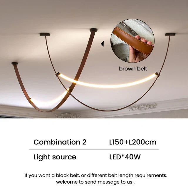 Modern Leather Belt Pendant Lights for Living Room Chandelier