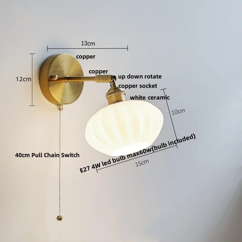 White Glass LED Wall Light | Modern Rotate Plug-In Sconce Lampara De Pared