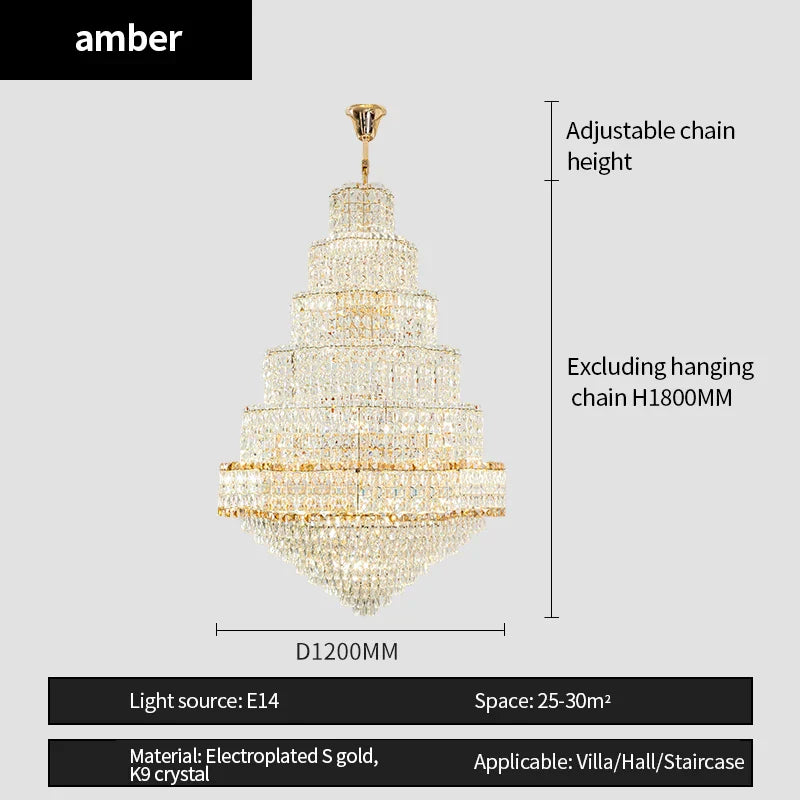 Modern Crystal Duplex Chandelier for Luxurious European Style Villa Living Room