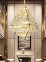 Square Pyramid Crystal Chandelier for Living Room & Hotel Lobby