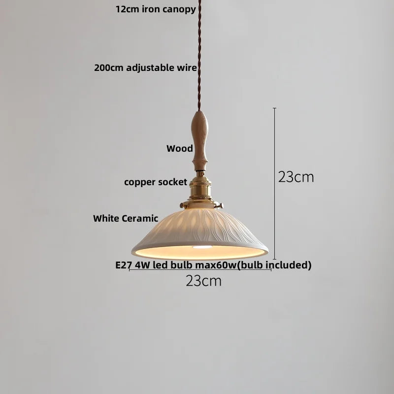 Wood Ash LED Pendant Light - Adjustable Nordic Modern Hanging Lamp