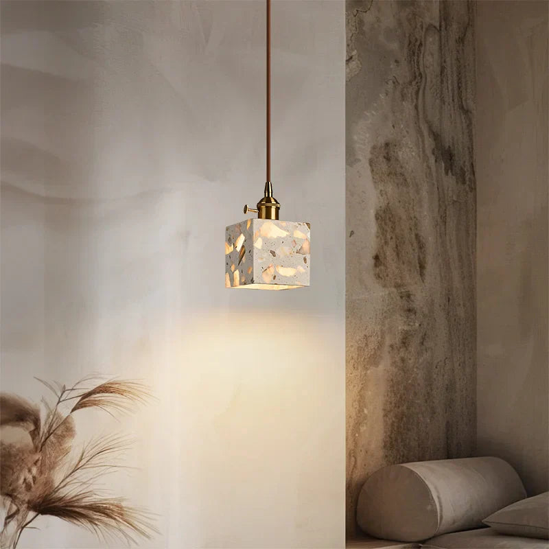 Terrazzo Stone LED Pendant Lamp: Modern Nordic Aluminum Lighting for Home Decor