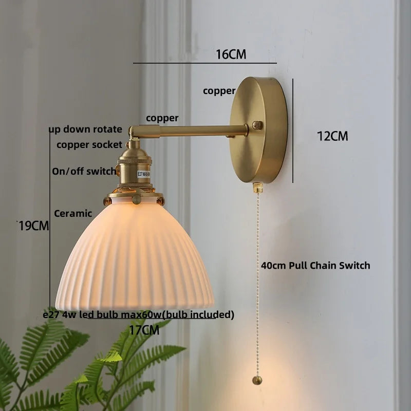 Modern LED Wall Sconce Up Down Rotate Lamp with Pull Chain Switch