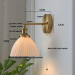 Copper LED Sconce Wall Lamp Pull Chain Switch Nordic Modern Ceramic Mirror Light