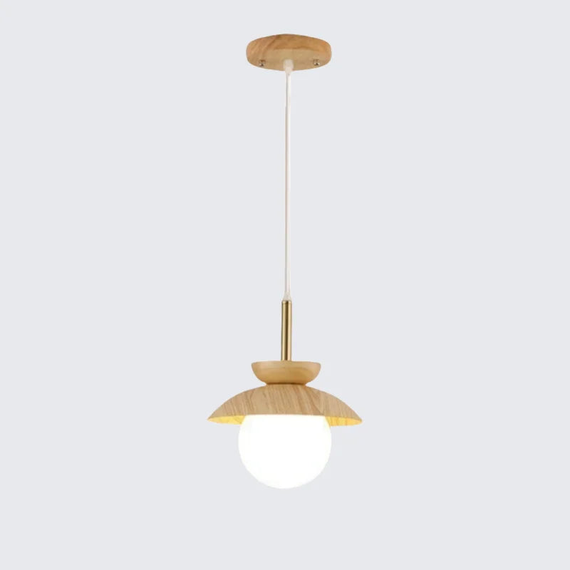 Wood Iron LED Hanging Light Bar Modern Pendant Lamp for Bedroom Dining Living Room
