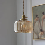 Amber Glass LED Hanging Lamp - Adjustable Nordic Stair Pendant Light