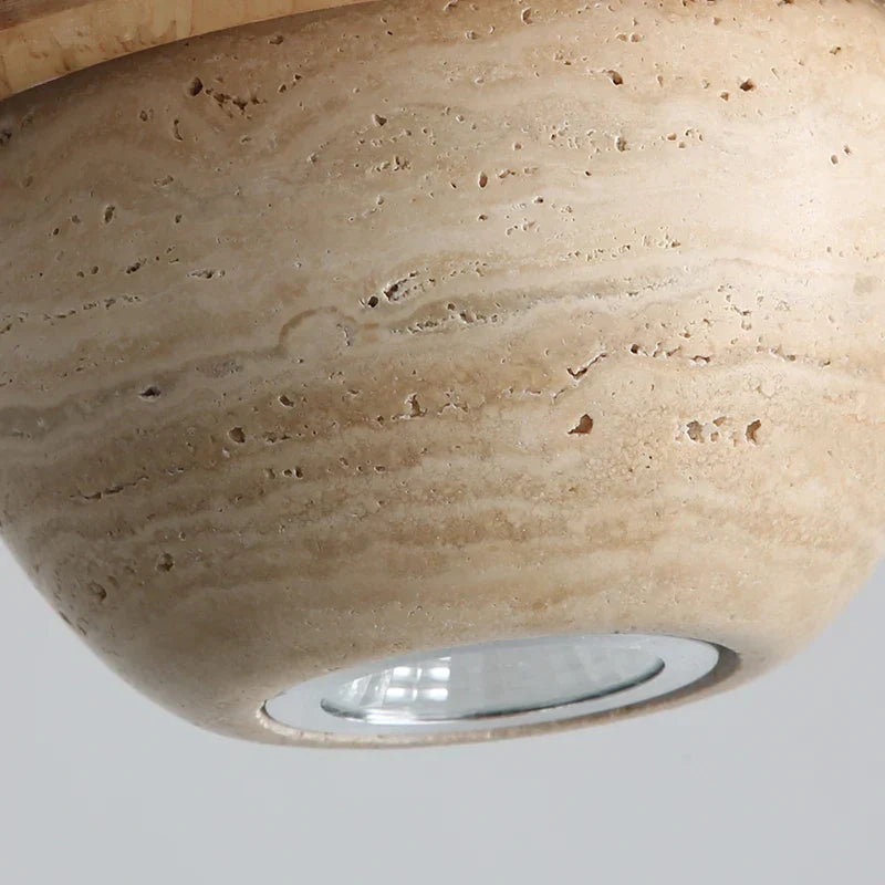 Afralia™ LED Pendant Lights Wood Home Decor Yellow Stone Globe Hanging Lamp