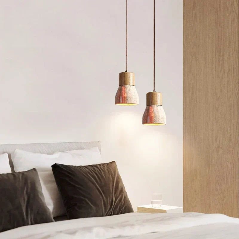 LED Hanging Lamps Yellow Travertine Pendant Lighting for Bedroom Living Dining Room