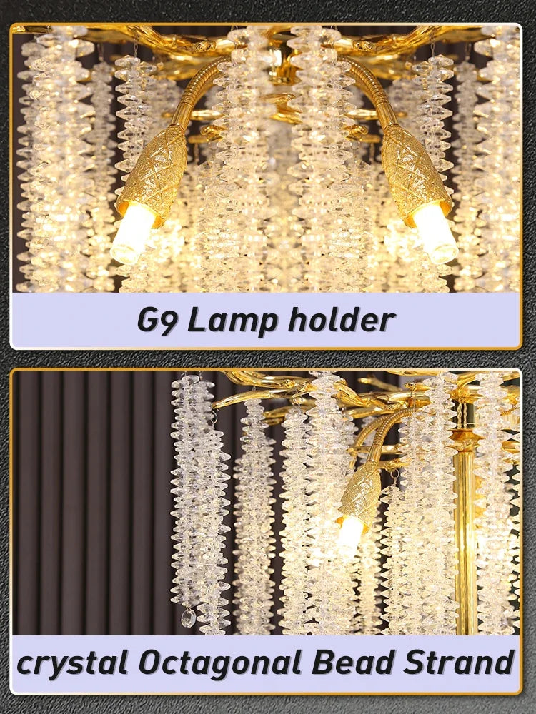 Crystal Gold LED Floor Lamp: Nordic Luxury for Living Room & Bedroom