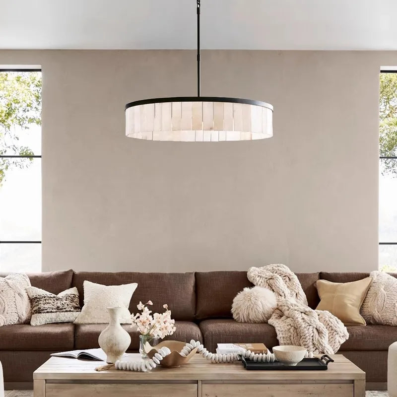 Luxury Marble Ceiling Pendant Light: Elegant LED Dimmable Fixture for Living Room