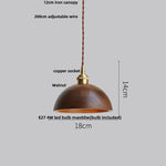 Walnut Wood LED Pendant Lamp 200cm Adjustable Nordic Modern Hanging Light