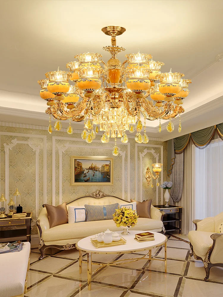 Luxury Jade Crystal Chandelier for Elegant Living Spaces