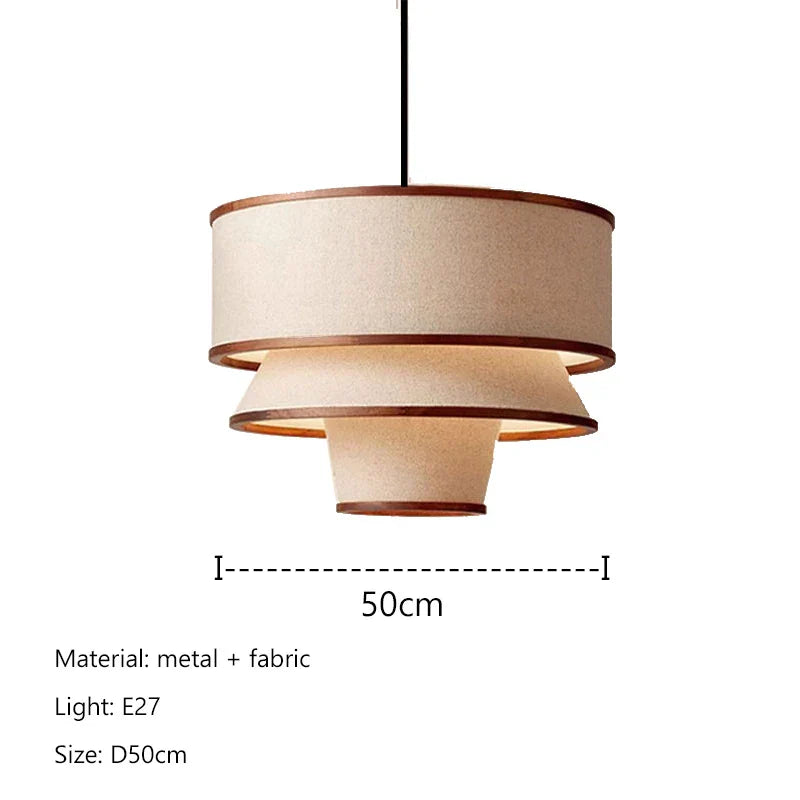 Wabi Sabi Fabric Ceiling Chandelier LED Pendant Lamp for Living Dining Room